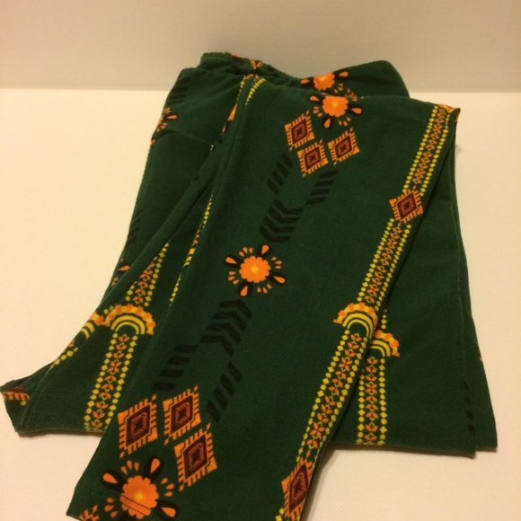 LulaRoe Leggings Soft Tall & Curvy Green Multi - Picture 4 of 7